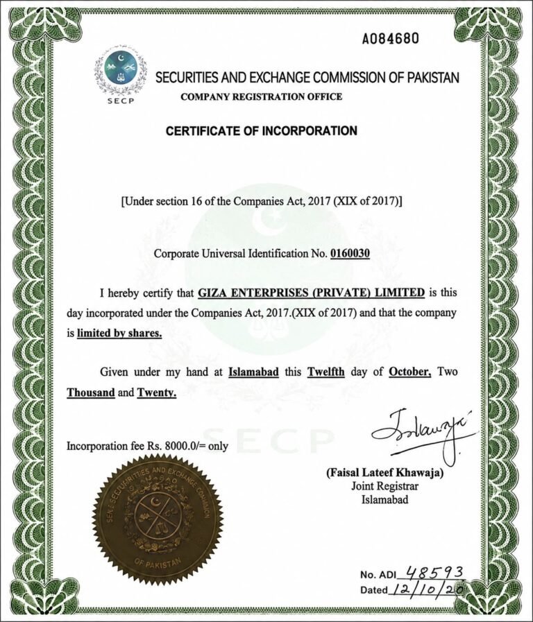 CERTIFICATE OF INCORPORATION